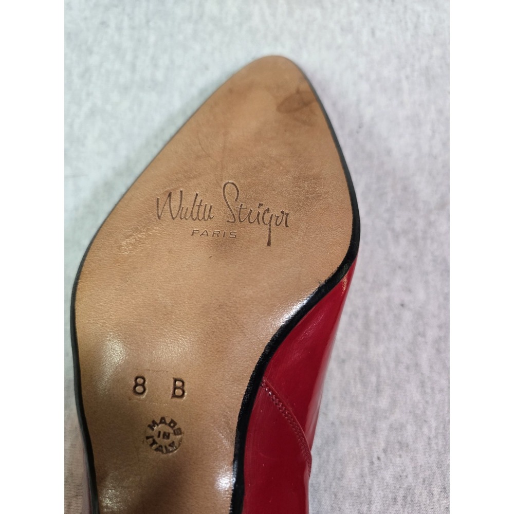 Walter Steiger Classic Red Satin Pumps 8.0 B Holiday Heels - Picture 5 of 6